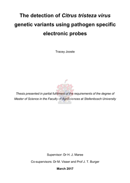 The Detection of Citrus Tristeza Virus Genetic Variants Using Pathogen Specific Electronic Probes