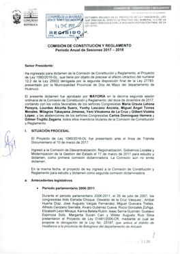 Dictamen De La Comisión De Constitución Y Reglamento