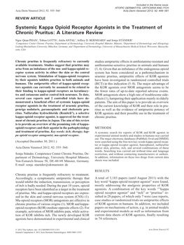 Systemic Kappa Opioid Receptor Agonists in the Treatment of Chronic Pruritus: a Literature Review