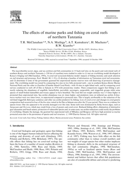 The Effects of Marine Parks and Fishing on Coral Reefs of Northern Tanzania