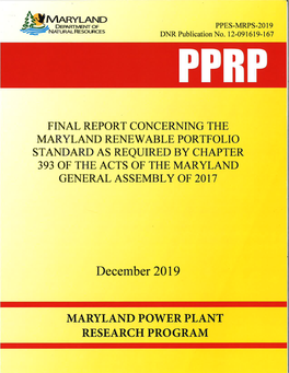 Final Report Concerning the Maryland Renewable Portfolio Standard I TABLE of CONTENTS Page Preface