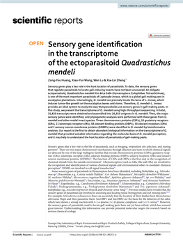 Sensory Gene Identification in the Transcriptome of the Ectoparasitoid