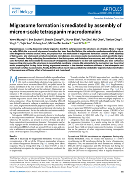 Migrasome Formation Is Mediated by Assembly of Micron-Scale Tetraspanin Macrodomains