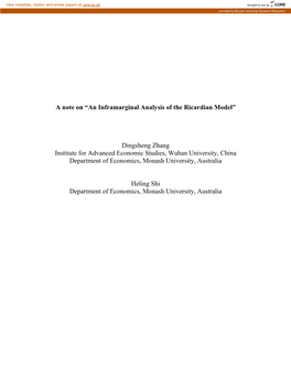 An Inframarginal Analysis of the Ricardian Model”