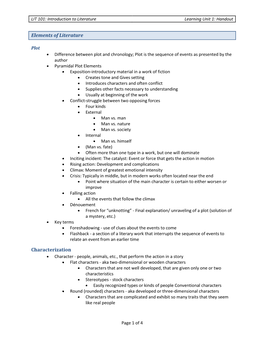 Elements of Literature Characterization