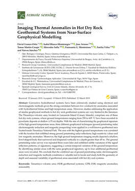 Imaging Thermal Anomalies in Hot Dry Rock Geothermal Systems from Near-Surface Geophysical Modelling