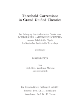 Threshold Corrections in Grand Unified Theories
