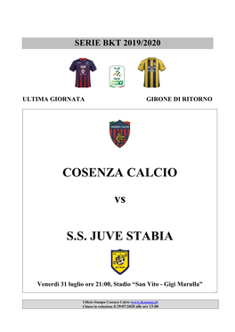 COSENZA CALCIO Vs S.S. JUVE STABIA