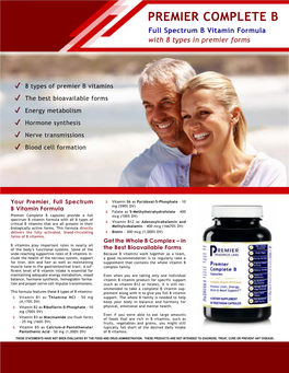 PREMIER COMPLETE B Full Spectrum B Vitamin Formula with 8 Types in Premier Forms