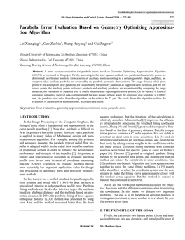 Parabola Error Evaluation Based on Geometry Optimizing Approxima- Tion Algorithm