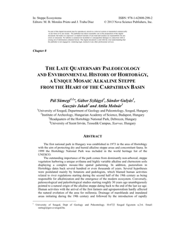 The Late Quaternary Paleoecology and Environmental History of Hortobágy, a Unique Mosaic Alkaline Steppe from the Heart of the Carpathian Basin