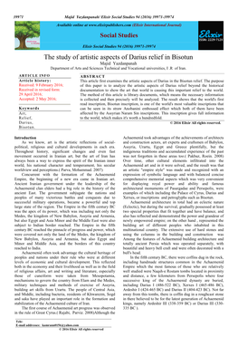 The Study of Artistic Aspects of Darius Relief in Bisotun Majid Yazdanpanah Department of Arts and Sciences Technical and Vocational Universities, I .R of Iran