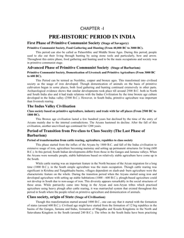 Pre-Historic Period in India