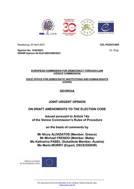 Georgia Joint Urgent Opinion on Draft Amendments