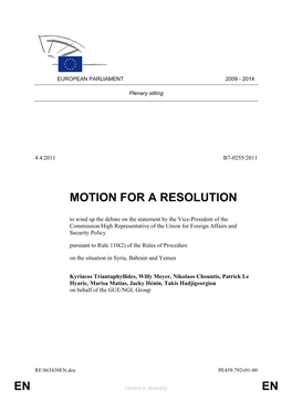 En En Motion for a Resolution