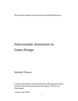 Intersomatic Awareness in Game Design
