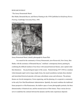 The Jersey Homesteads Mural: Ben Shahn, Bernarda Bryson, and History Painting in the 1930S”Published in Redefining History Painting, Cambridge University Press, 1995