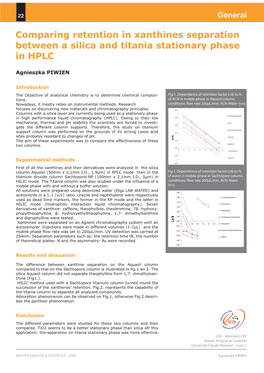 Comparing Retention in Xanthines Separation Between a Silica and Titania Stationary Phase in HPLC