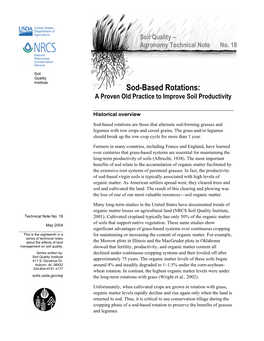 Sod-Based Rotations: a Proven Old Practice to Improve Soil Productivity