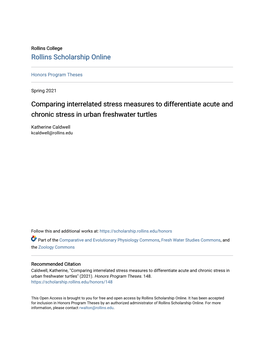 Comparing Interrelated Stress Measures to Differentiate Acute and Chronic Stress in Urban Freshwater Turtles