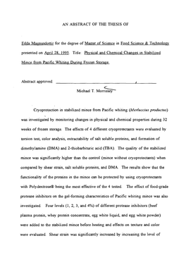 Physical and Chemical Changes in Stabilized Mince from Pacific Whiting During Frozen Storage