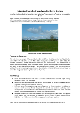 Hotspots of Farm Business Diversification in Scotland