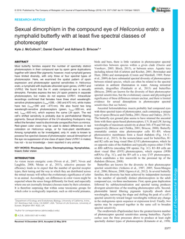 Sexual Dimorphism in the Compound Eye of Heliconius Erato:A Nymphalid Butterfly with at Least Five Spectral Classes of Photoreceptor Kyle J