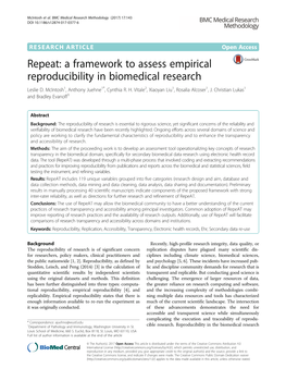 A Framework to Assess Empirical Reproducibility in Biomedical Research Leslie D