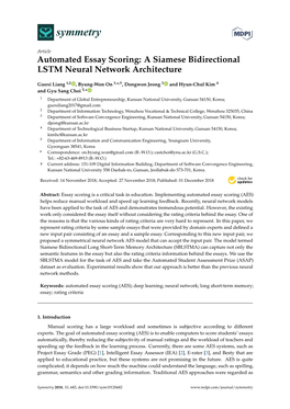 Automated Essay Scoring: a Siamese Bidirectional LSTM Neural Network Architecture