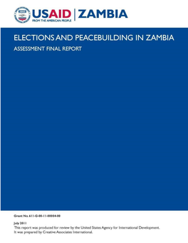 1 Elections and Peacebuilding in Zambia Assessment Final Report