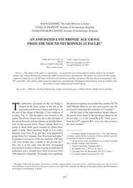 An Ams Dated Late Bronze Age Grave from the Mound Necropolis at Paulje*