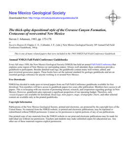 The Thick-Splay Depositional Style of the Crevasse Canyon Formation, Cretaceous of West-Central New Mexico Steven J