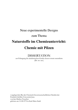 Naturstoffe Im Chemieunterricht: Chemie Mit Pilzen