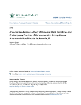 Ancestral Landscapes: a Study of Historically Black Cemeteries