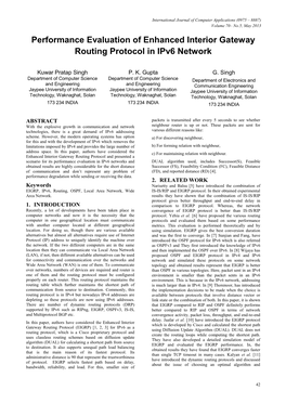 Performance Evaluation of Enhanced Interior Gateway Routing Protocol in Ipv6 Network