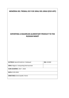 Exporting a Majorcan Alimentary Product to the Russian Maket