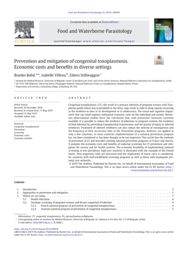 Food and Waterborne Parasitology 16 (2019) E00058