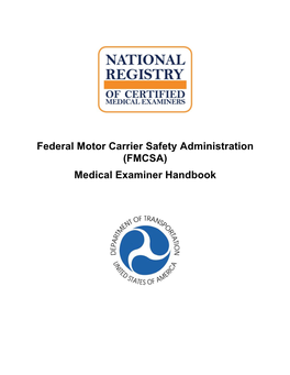 FMCSA DOT Medical Examiner Handbook