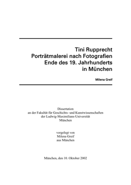 Porträtmalerei Nach Fotografien Ende Des 19. Jahrhunderts in München