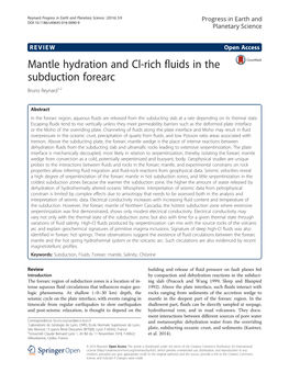 Mantle Hydration and Cl-Rich Fluids in the Subduction Forearc Bruno Reynard1,2