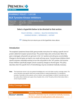 ALK Tyrosine Kinase Inhibitors, 5.01.538