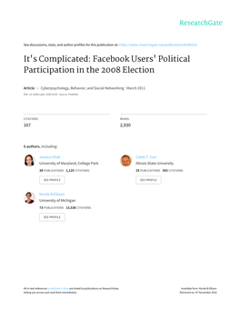 Facebook Users' Political Participation in the 2008 Election