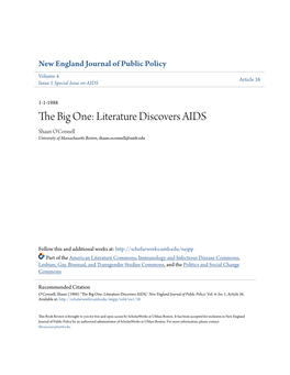 Literature Discovers AIDS Shaun O'connell University of Massachusetts Boston, Shaun.Oconnell@Umb.Edu