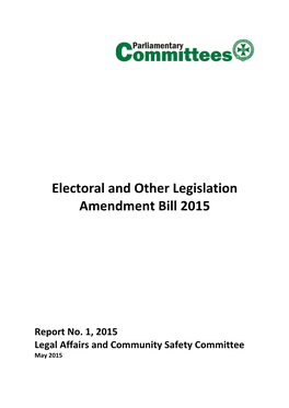Electoral and Other Legislation Amendment Bill 2015
