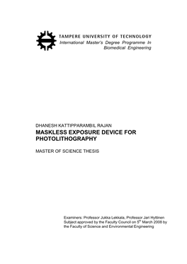 Maskless Exposure Device for Photolithography