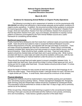 Guidance for Assessing Animal Welfare on Organic Sheep Operations