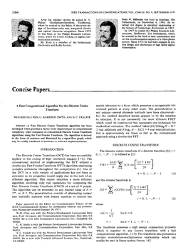 A Fast Computational Algorithm for the Discrete Cosine Transform