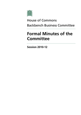 Formal Minutes of the Committee