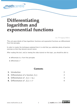 Differentiating Logarithm and Exponential Functions