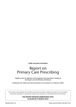 Report on Primary Care Prescribing